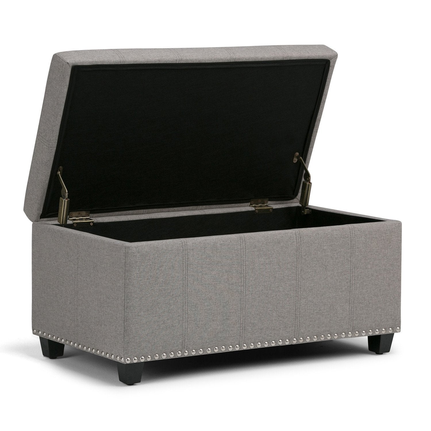 Dove Grey Linen Style Fabric | Amelia Storage Ottoman Bench