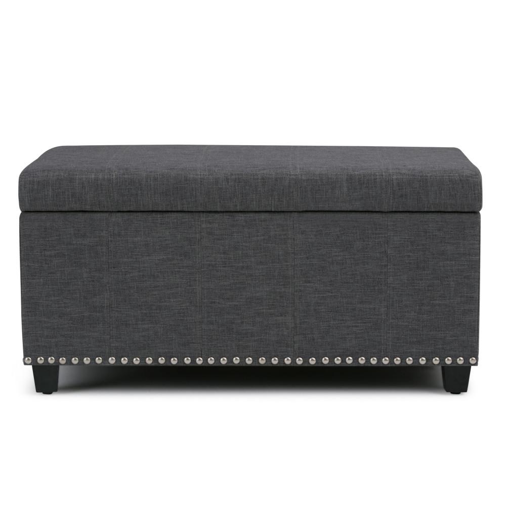 Slate Grey Linen Style Fabric | Amelia Storage Ottoman Bench