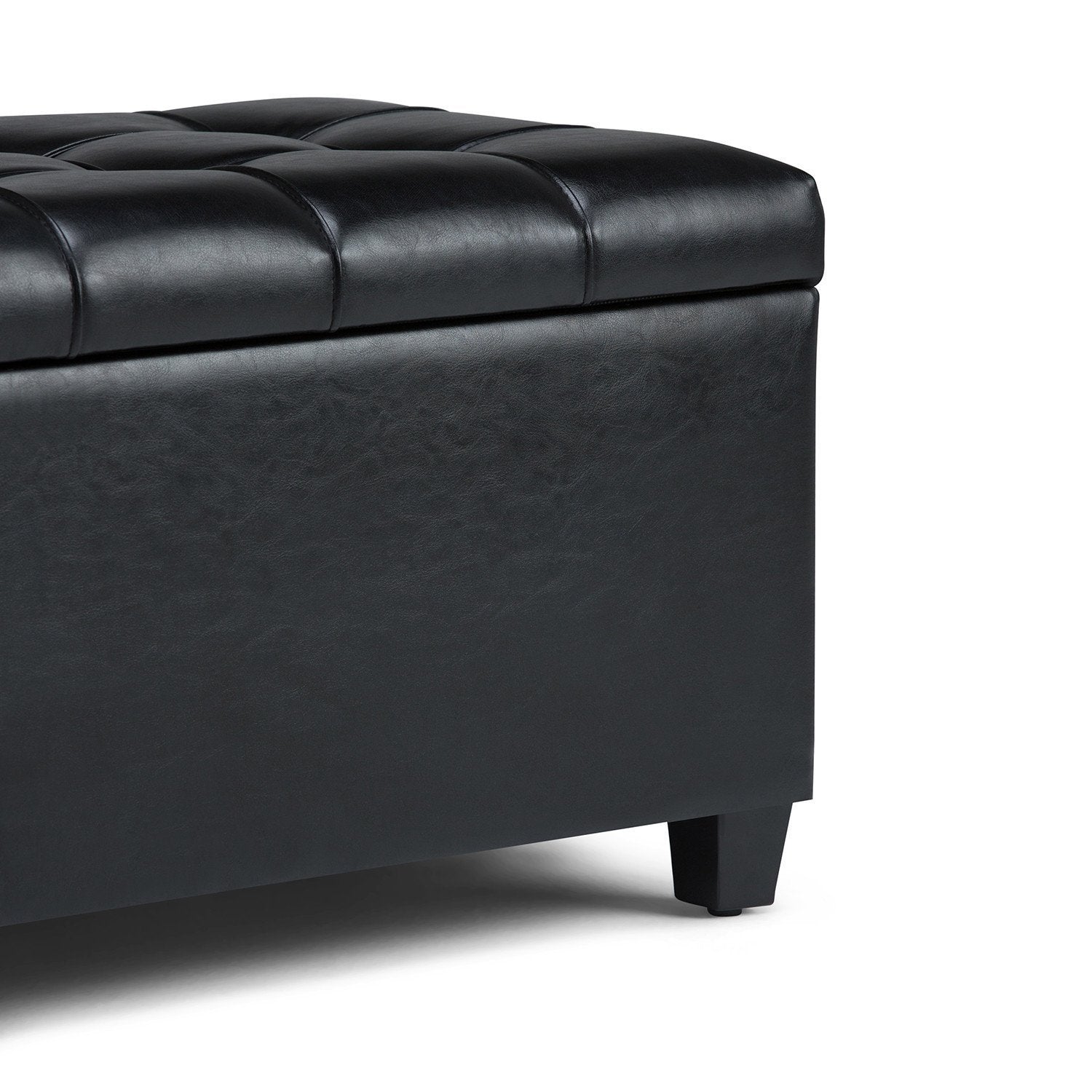 Midnight Black Vegan Leather | Sienna Storage Ottoman Bench
