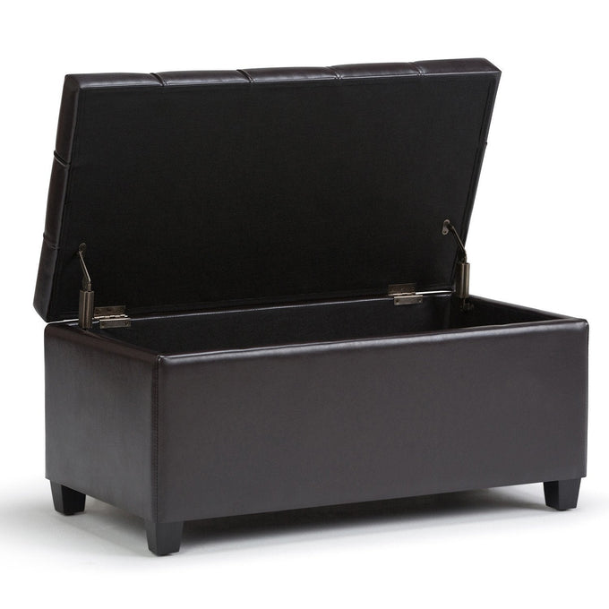 Tanners Brown Vegan Leather | Sienna Storage Ottoman Bench