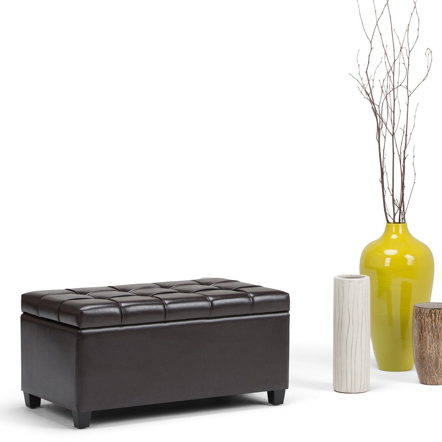 Tanners Brown Vegan Leather | Sienna Storage Ottoman Bench