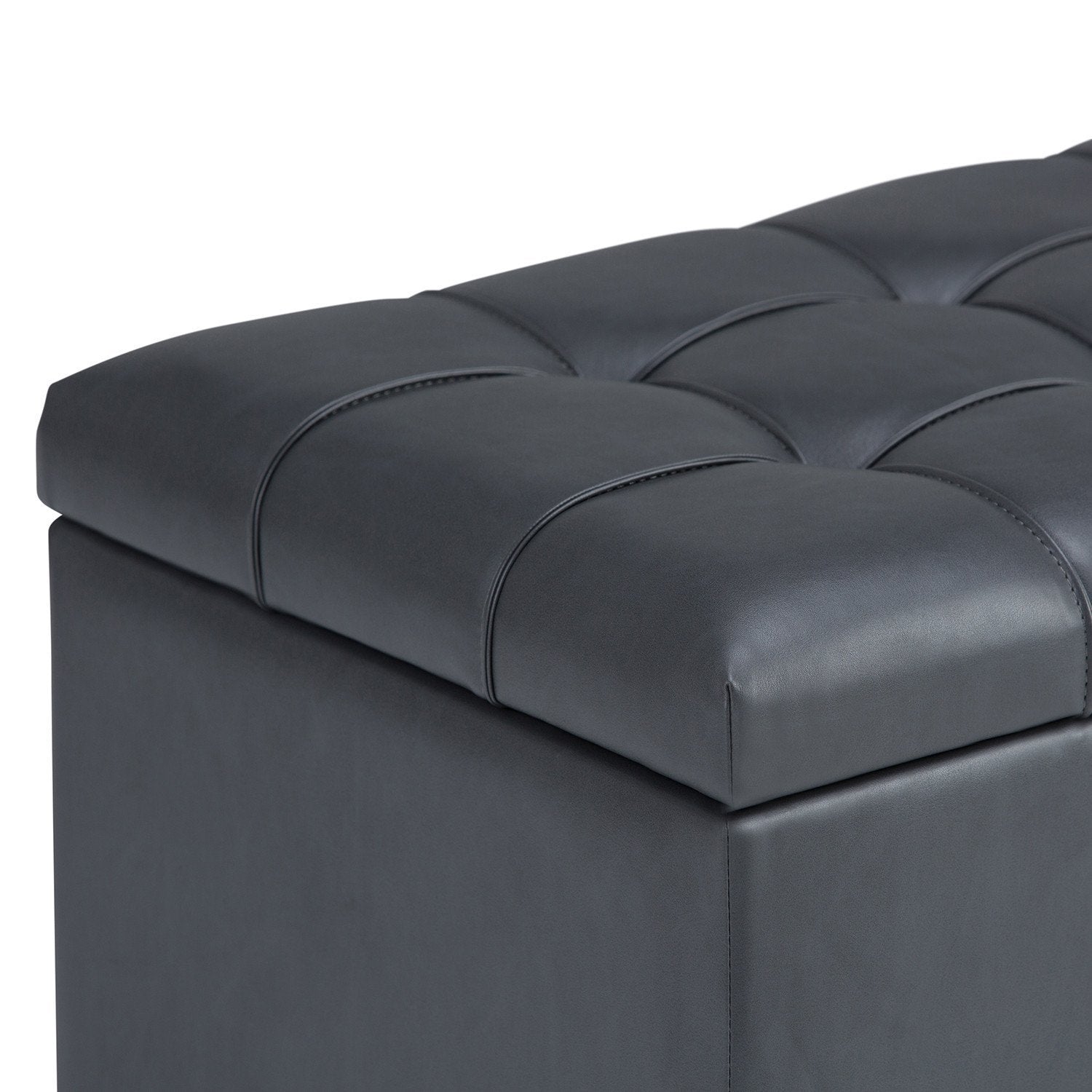 Stone Grey Vegan Leather | Sienna Storage Ottoman Bench