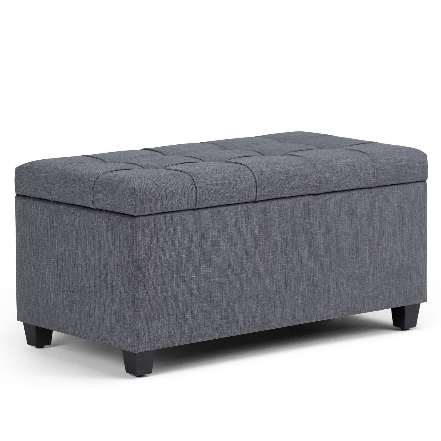 Slate Grey Linen Style Fabric | Sienna Storage Ottoman Bench