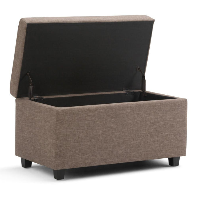 Fawn Brown Linen Style Fabric | Darcy Storage Ottoman Bench