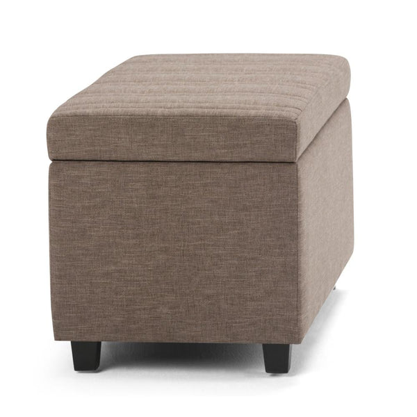 Fawn Brown Linen Style Fabric | Darcy Storage Ottoman Bench