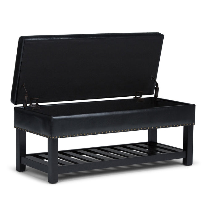 Midnight Black Vegan Leather | Lomond Storage Ottoman Bench