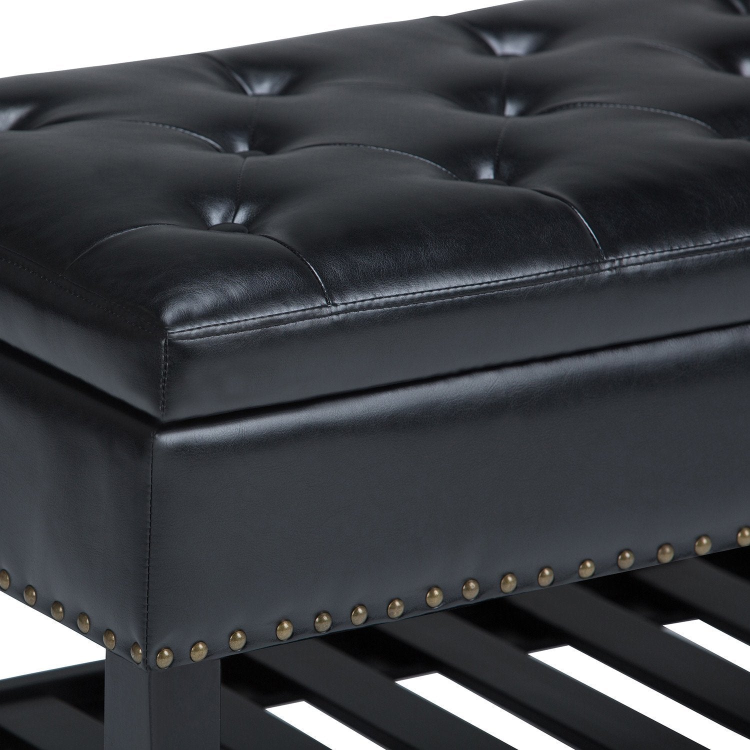 Midnight Black Vegan Leather | Lomond Storage Ottoman Bench