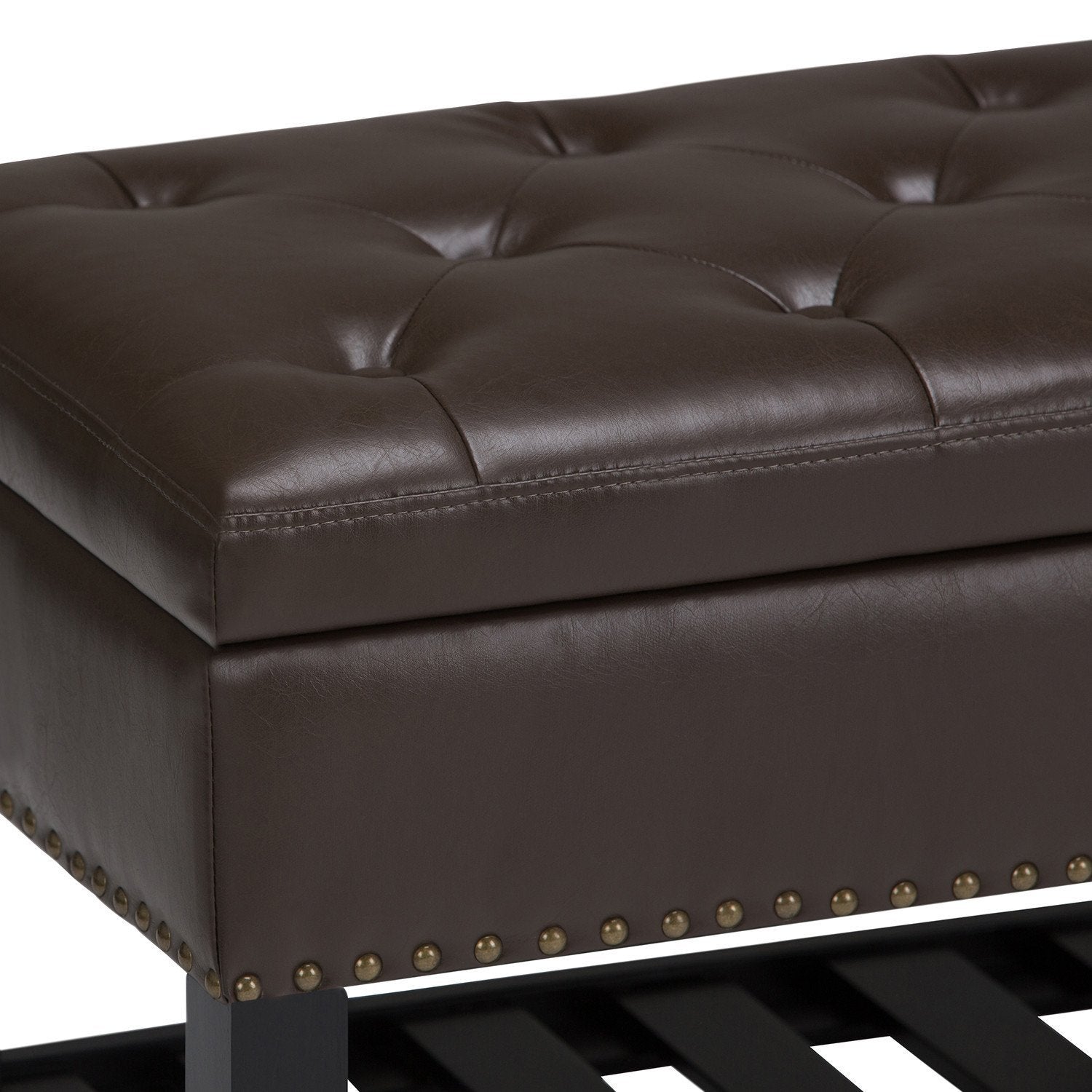 Chocolate Brown PU Vegan Leather | Lomond Storage Ottoman Bench