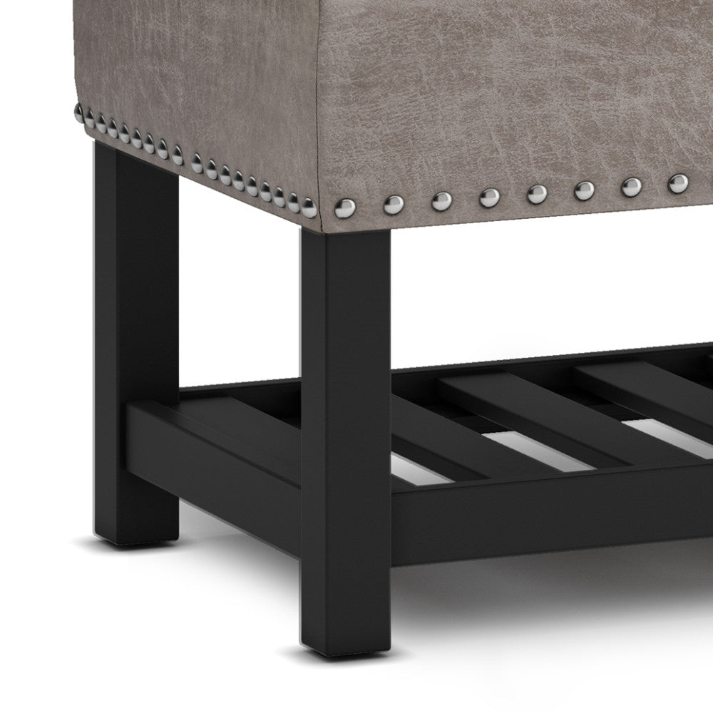  Distressed Grey Taupe Distressed Vegan Leather | Lomond Ottoman Bench in Distressed Vegan Leather