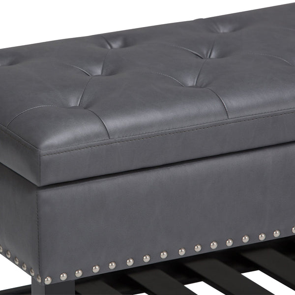 Stone Grey Vegan Leather | Lomond Storage Ottoman Bench