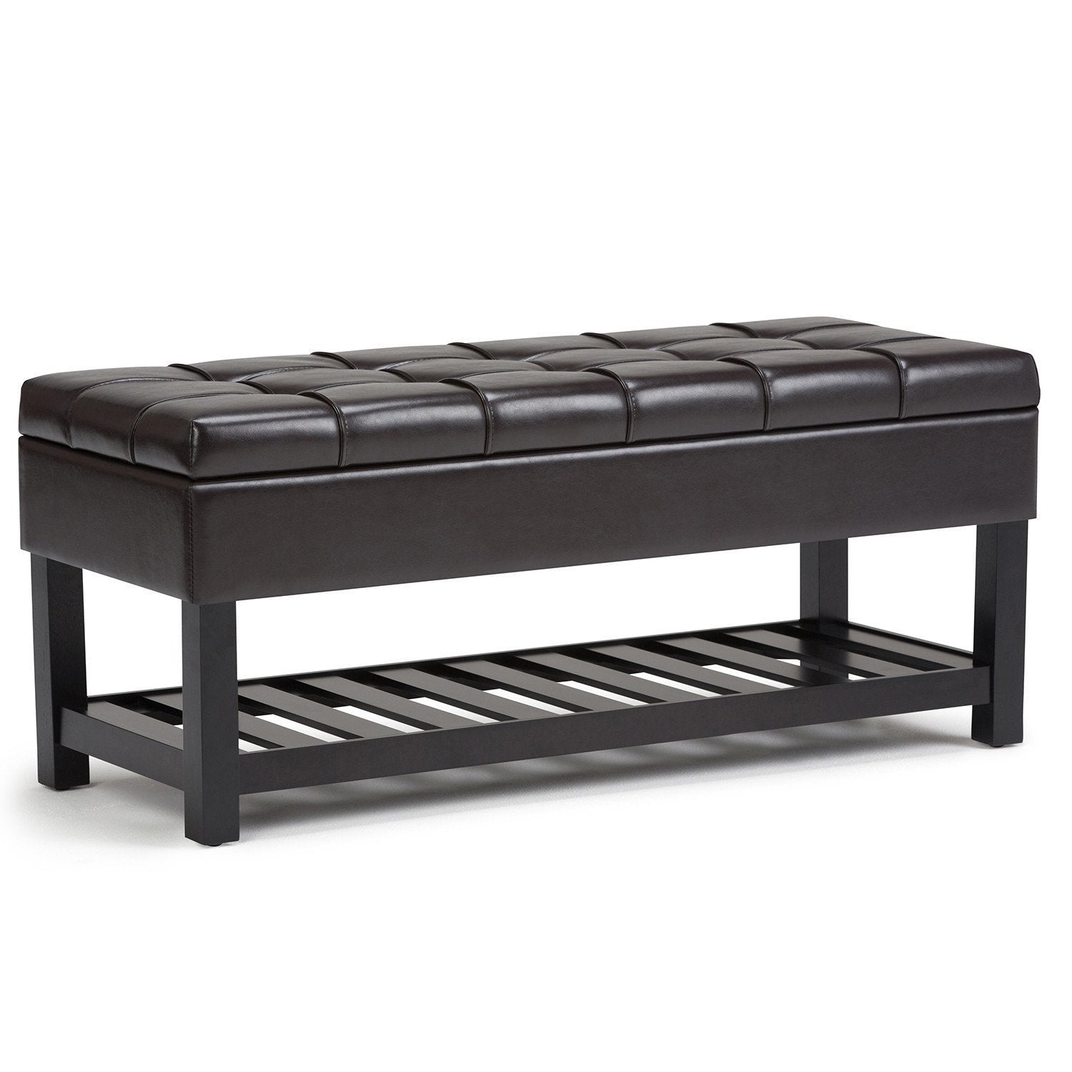 Tanners Brown Faux Leather | Saxon Storage Ottoman Bench