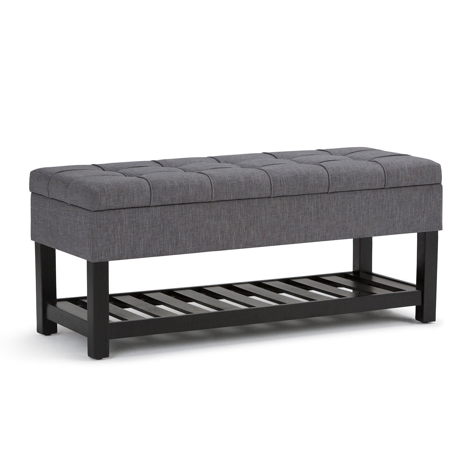 Slate Grey Linen Style Fabric | Saxon Storage Ottoman Bench