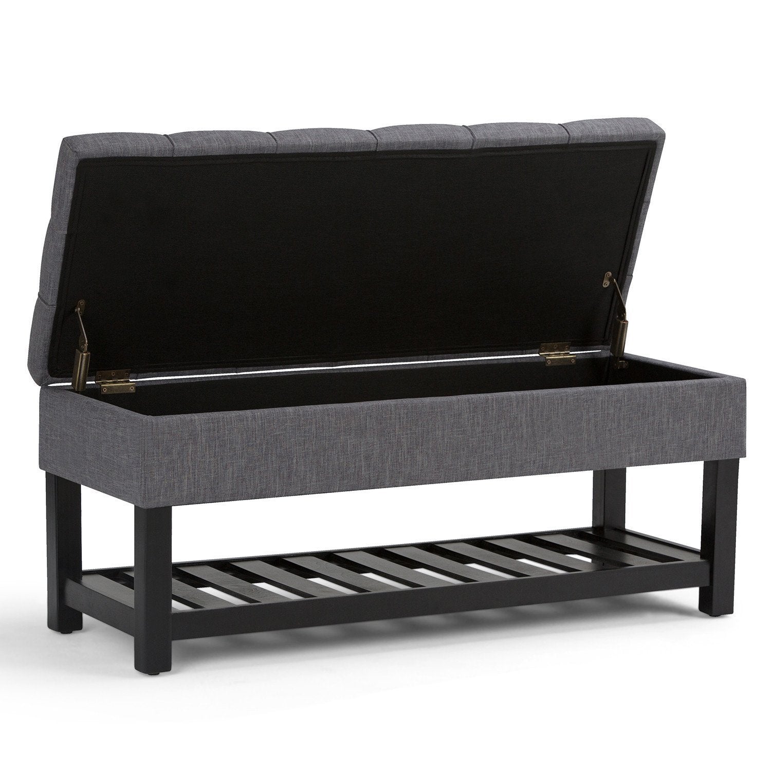 Slate Grey Linen Style Fabric | Saxon Storage Ottoman Bench