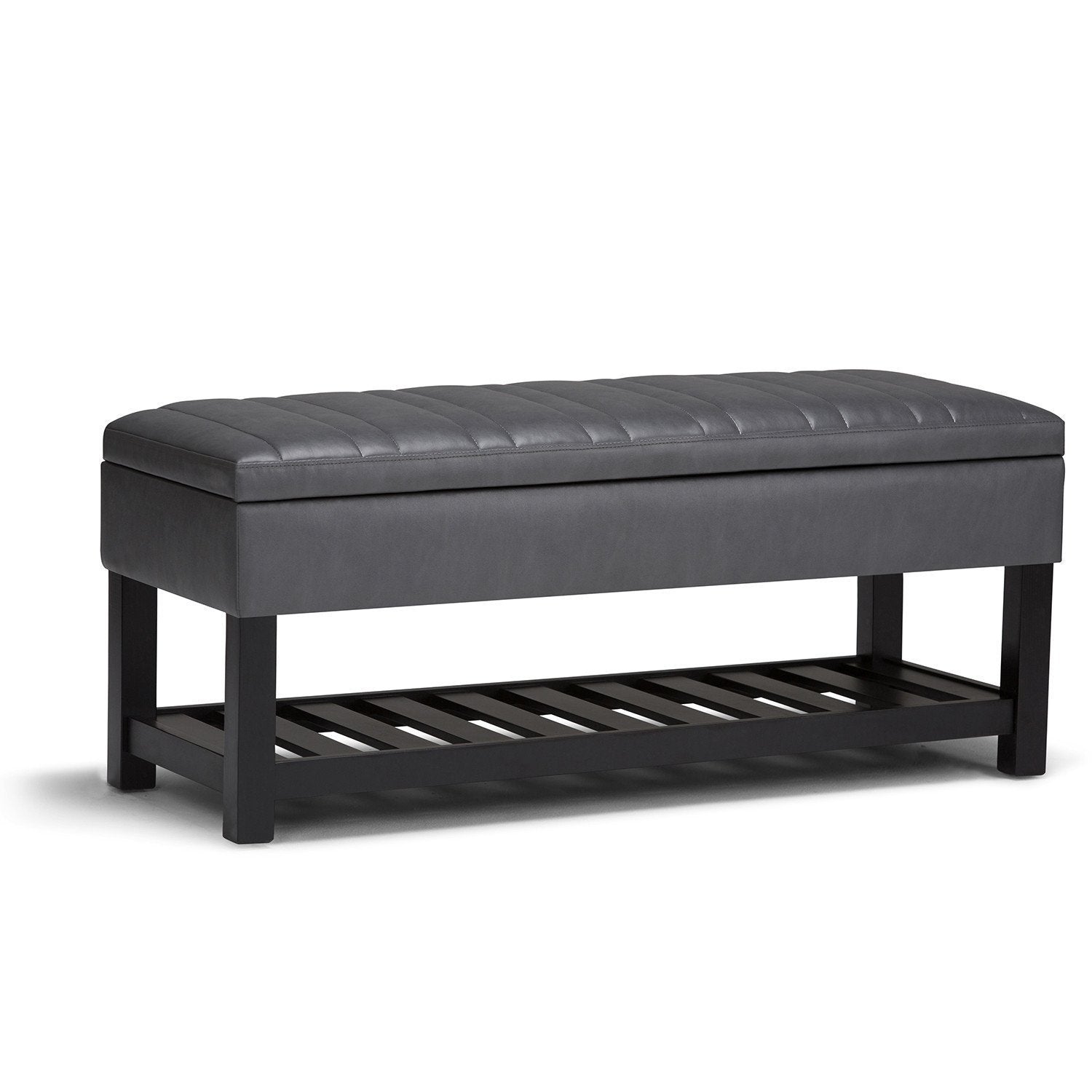 Stone Grey Vegan Leather | Memphis Storage Ottoman Bench