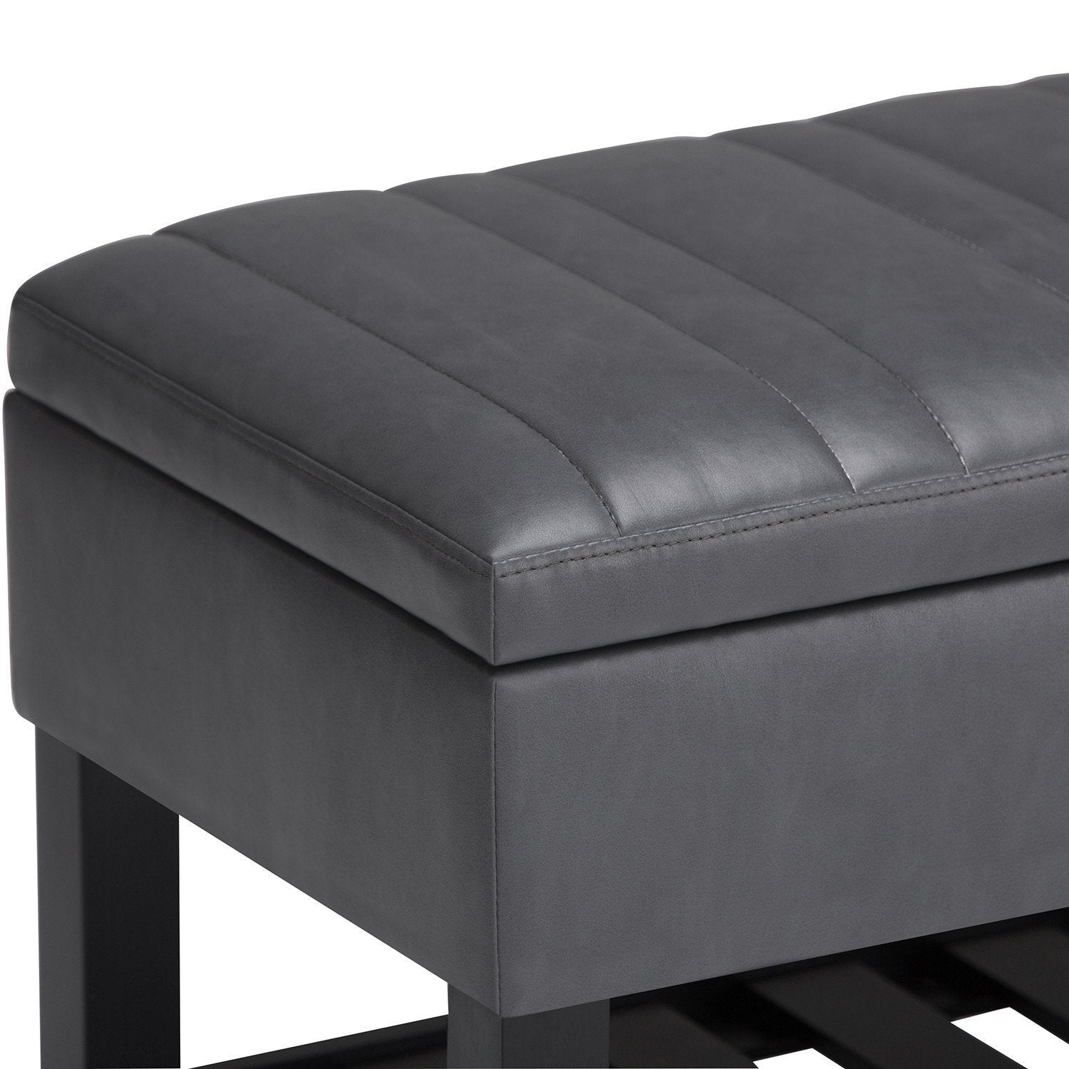 Stone Grey Vegan Leather | Memphis Storage Ottoman Bench