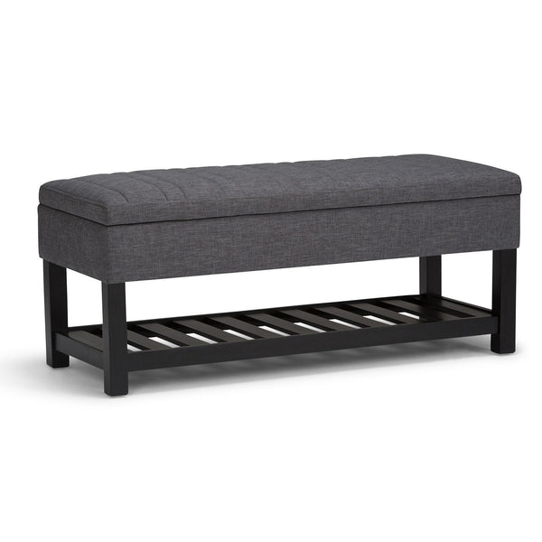 Slate Grey Linen Style Fabric | Memphis Storage Ottoman Bench