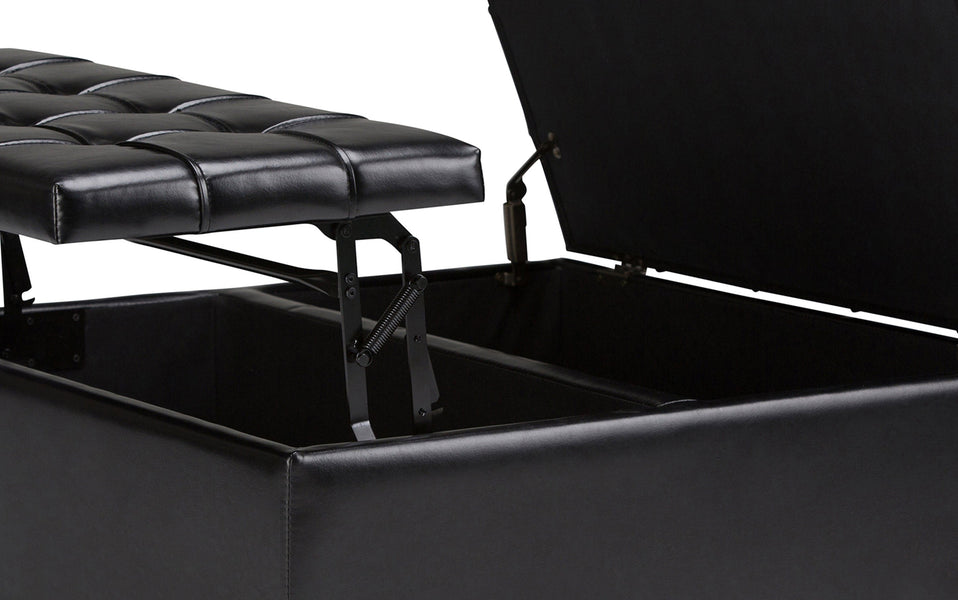 Midnight Black Vegan Leather | Harrison Coffee Table Storage Ottoman