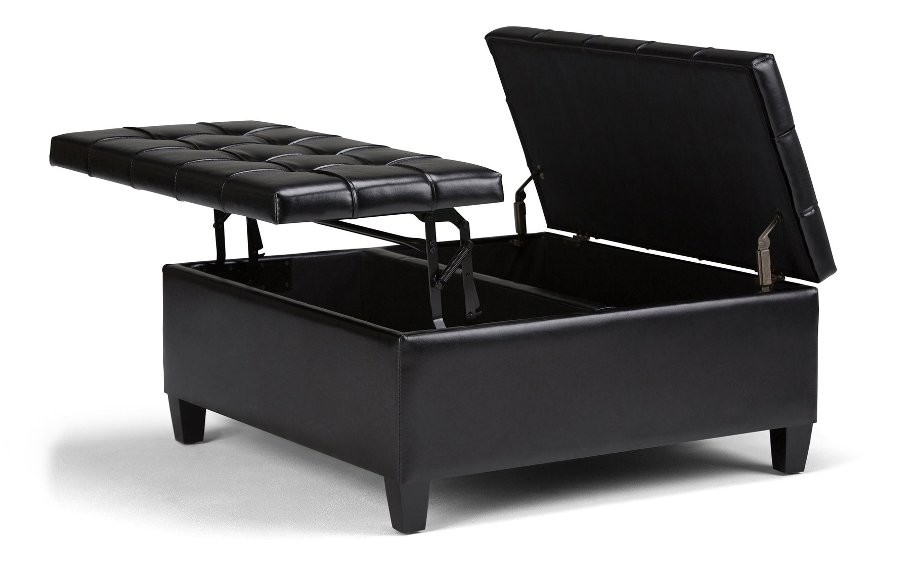 Midnight Black Vegan Leather | Harrison Coffee Table Storage Ottoman