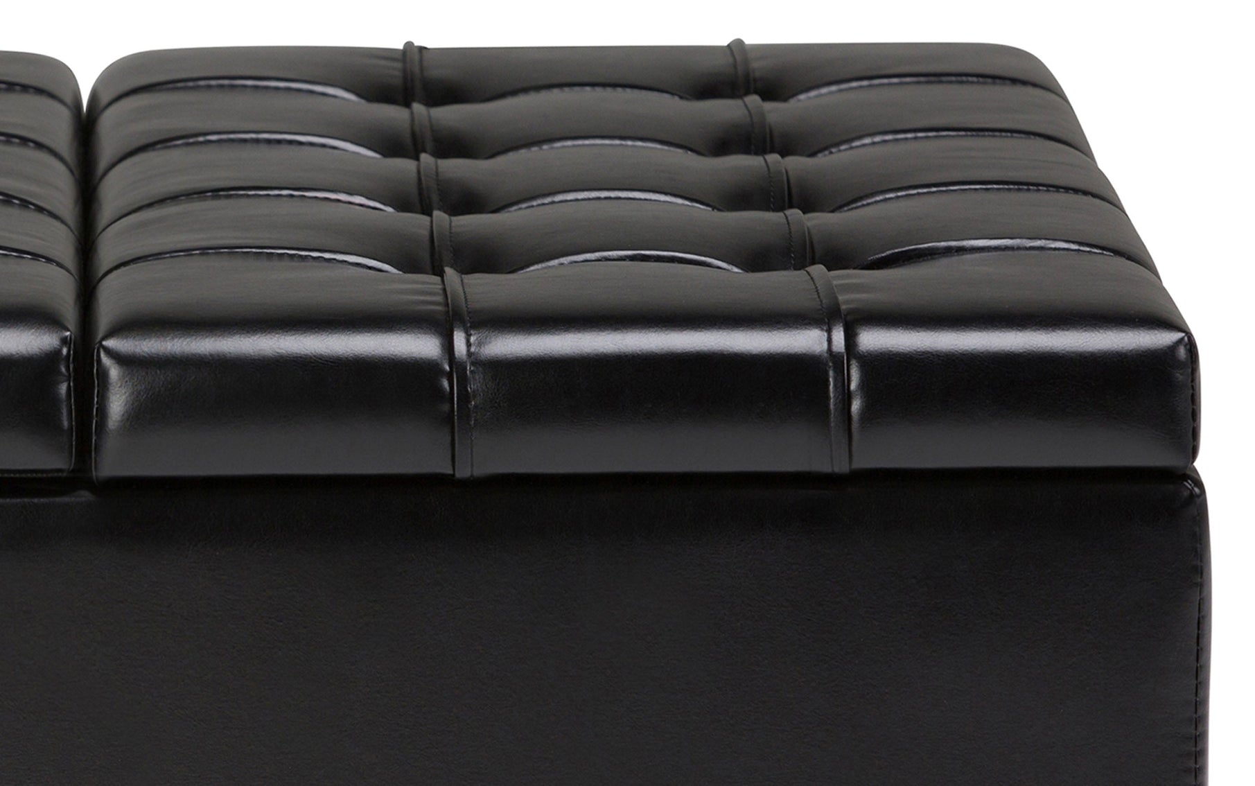 Midnight Black Vegan Leather | Harrison Coffee Table Storage Ottoman