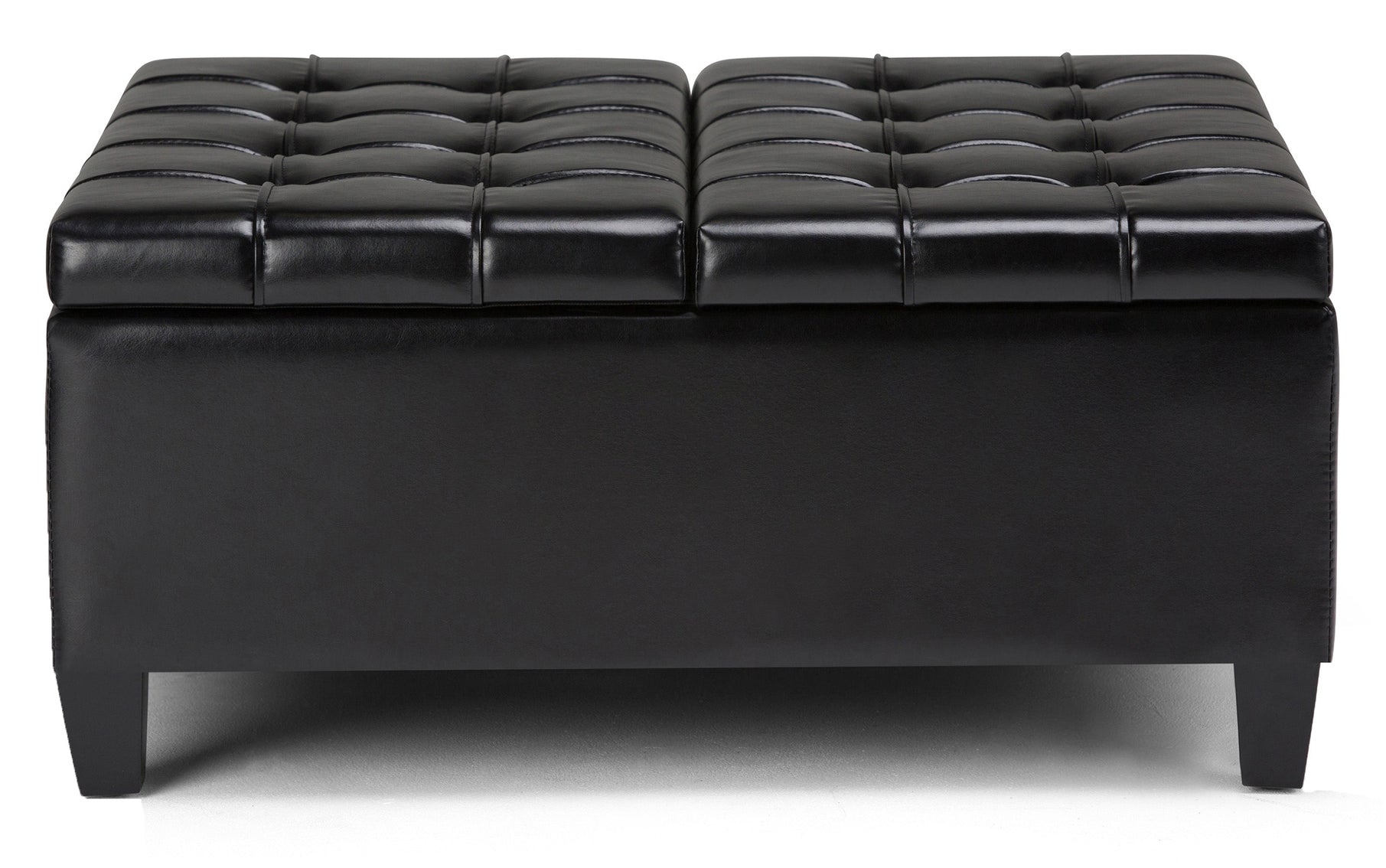 Midnight Black Vegan Leather | Harrison Coffee Table Storage Ottoman