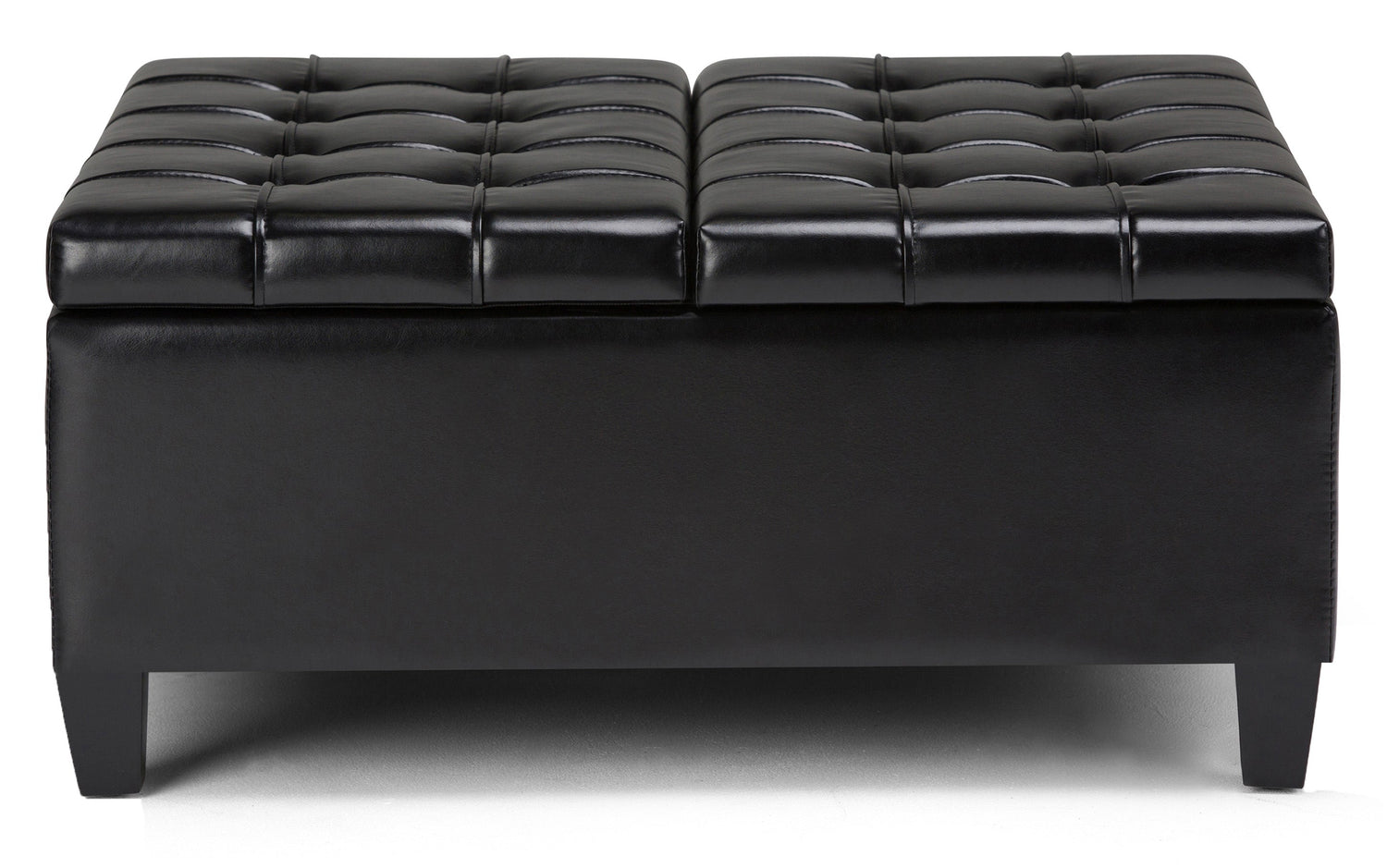 Midnight Black Vegan Leather | Harrison Coffee Table Storage Ottoman