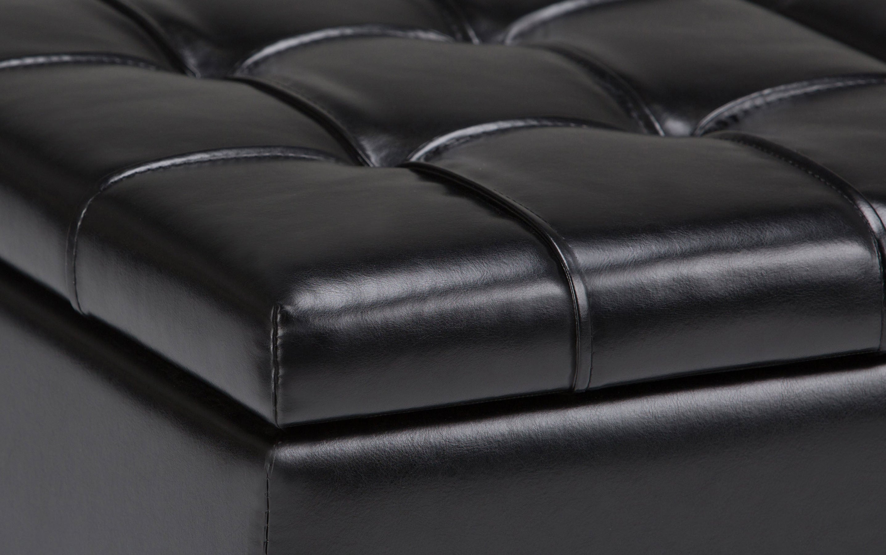 Midnight Black Vegan Leather | Harrison Coffee Table Storage Ottoman