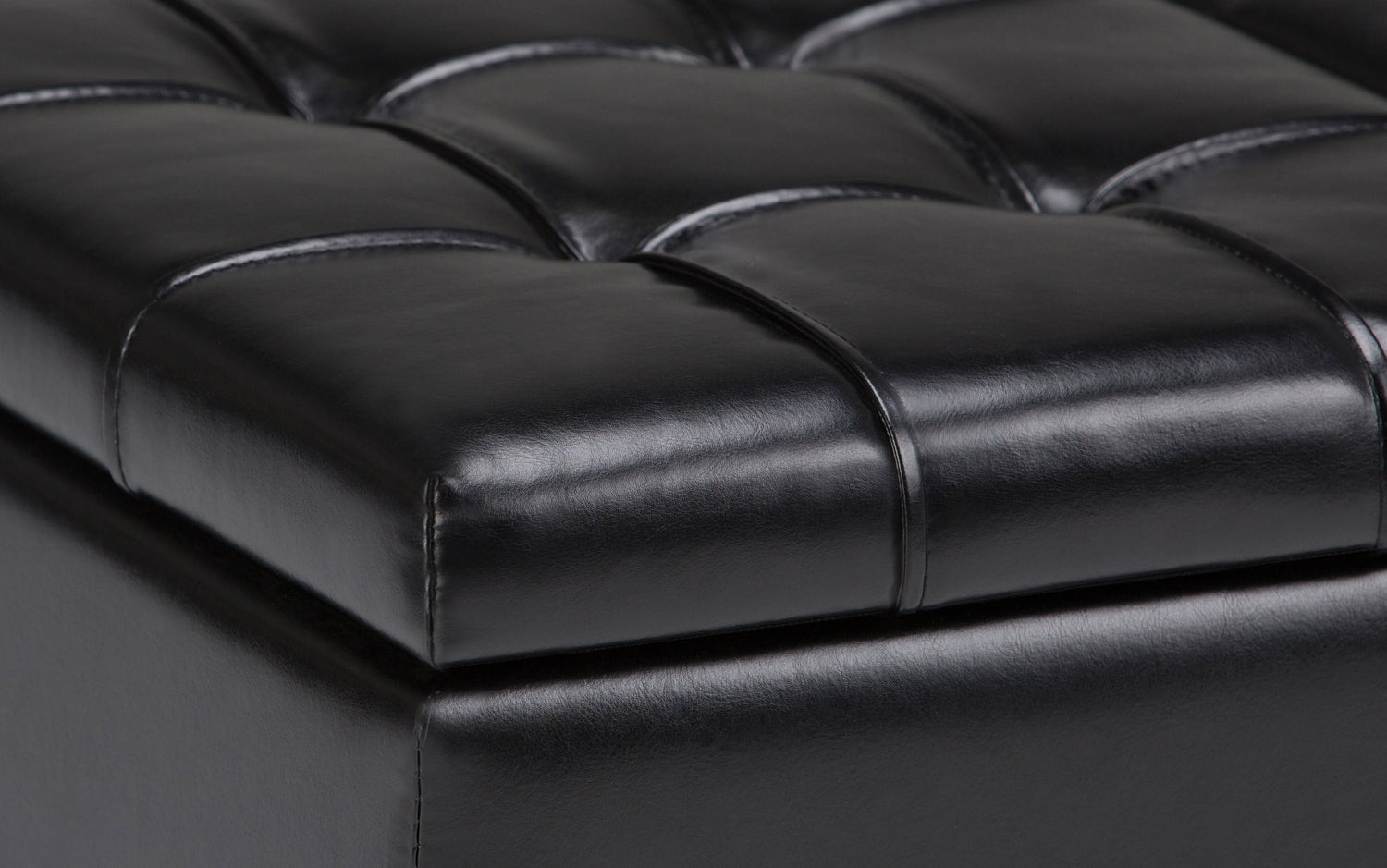 Midnight Black Vegan Leather | Harrison Coffee Table Storage Ottoman