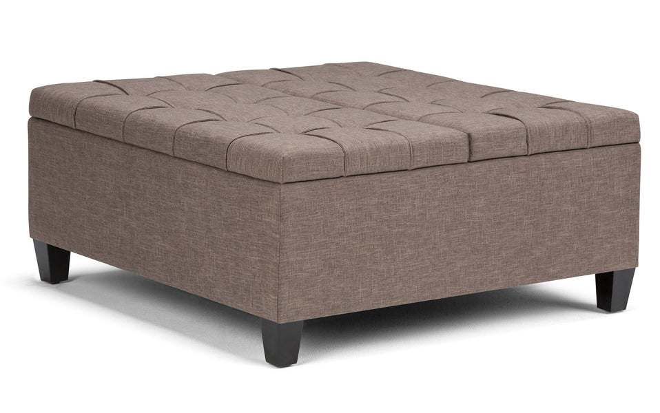 Fawn Brown Linen Style Fabric | Harrison Coffee Table Storage Ottoman