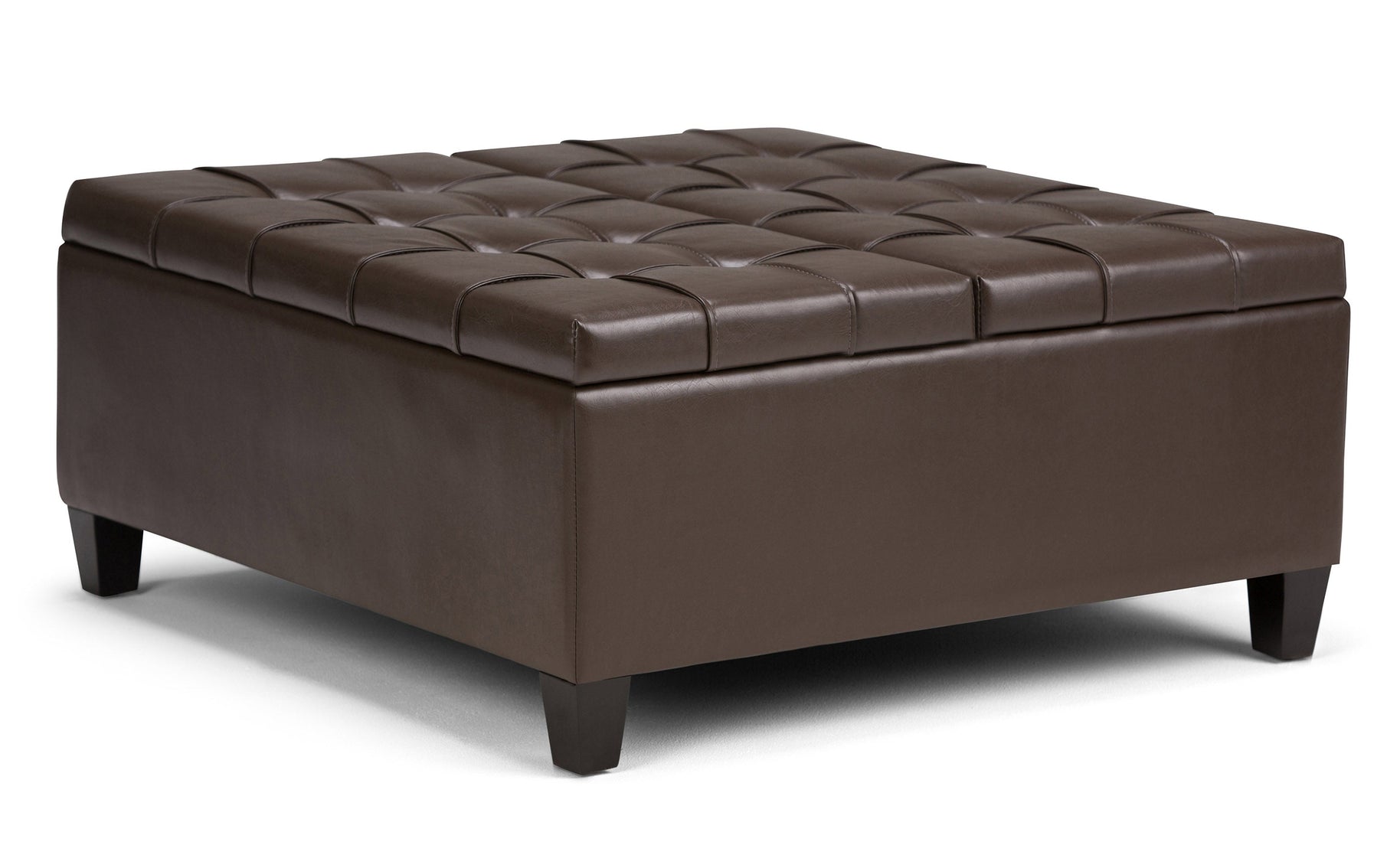 Chocolate Brown Vegan Leather | Harrison Coffee Table Storage Ottoman