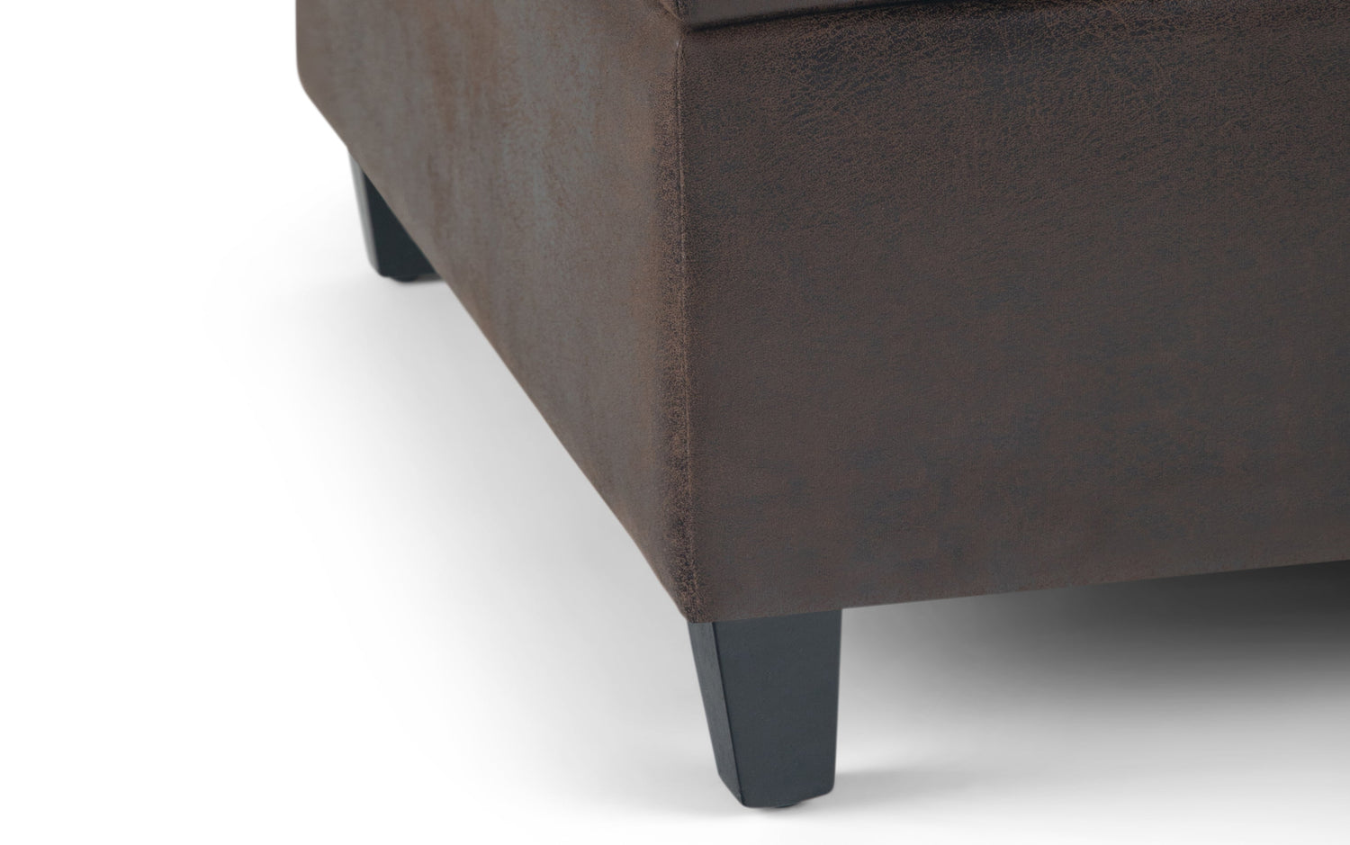 Distressed Brown Distressed Vegan Leather | Harrison Coffee Table Storage Ottoman
