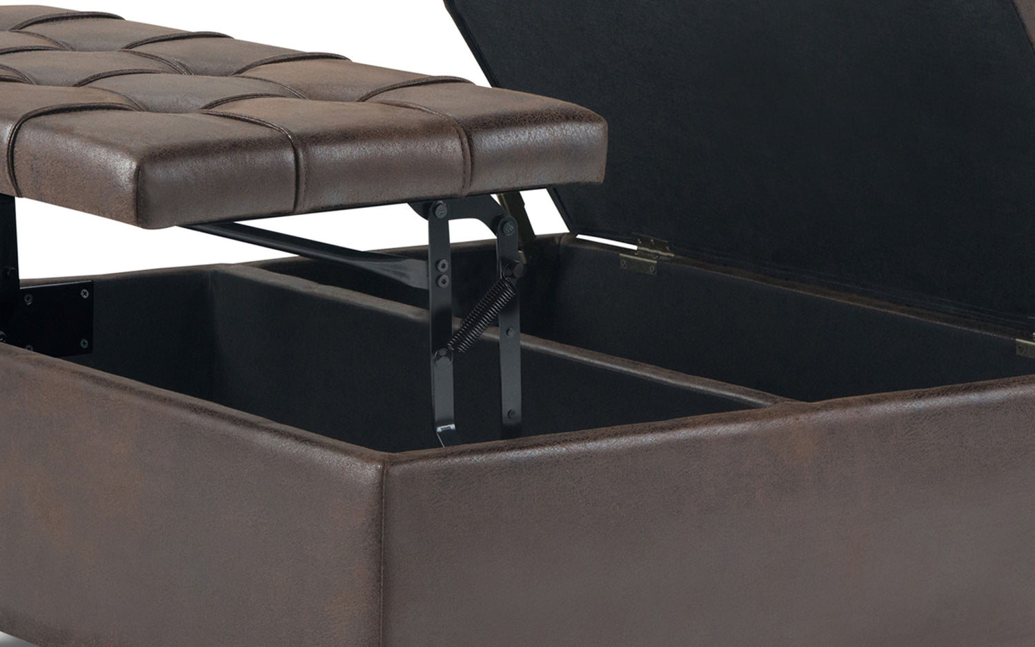 Distressed Brown Distressed Vegan Leather | Harrison Coffee Table Storage Ottoman