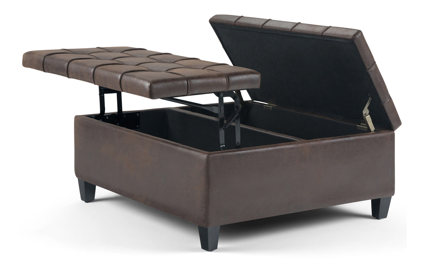 Distressed Brown Distressed Vegan Leather | Harrison Coffee Table Storage Ottoman