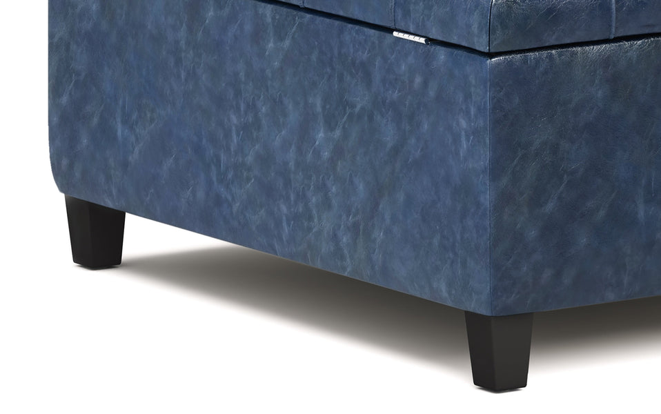 Denim Blue Vegan Leather | Harrison Coffee Table Storage Ottoman