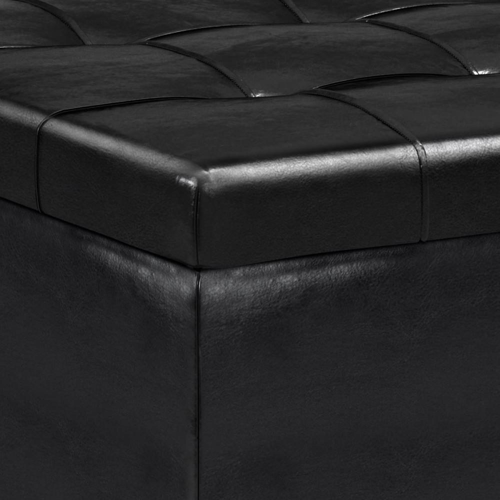 Midnight Black Vegan Leather | Harrison Small Coffee Table Storage Ottoman
