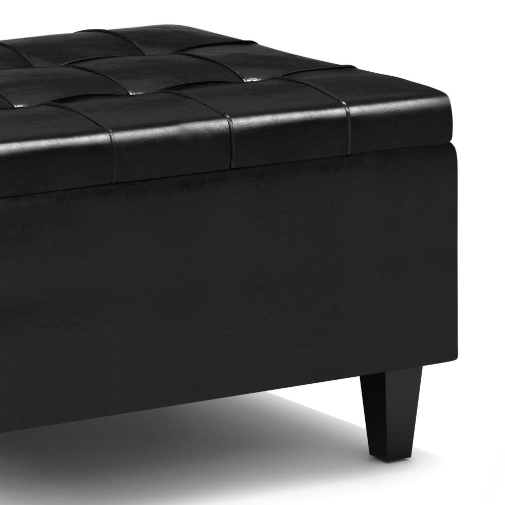 Midnight Black Vegan Leather | Harrison Small Coffee Table Storage Ottoman