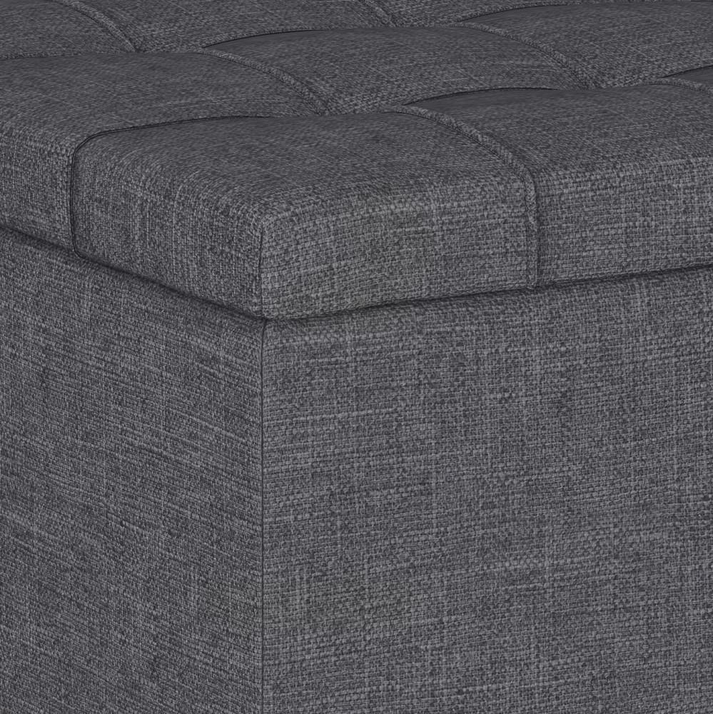 Slate Grey Linen Style Fabric | Harrison Small Coffee Table Storage Ottoman