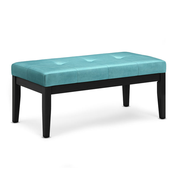 Aqua Velvet Fabric | Lacey Tufted Ottoman Bench