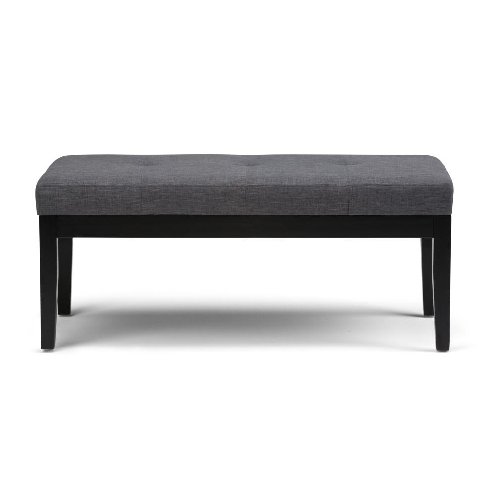 Slate Grey Linen Style Fabric | Lacey Tufted Ottoman Bench