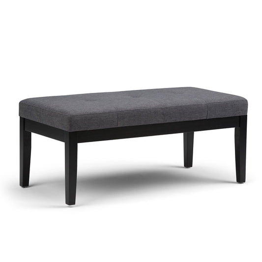 Slate Grey Linen Style Fabric | Lacey Tufted Ottoman Bench