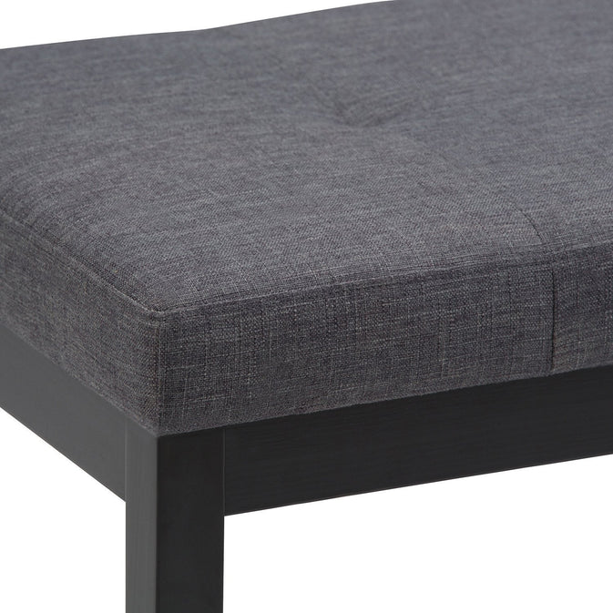 Slate Grey Linen Style Fabric | Lacey Tufted Ottoman Bench