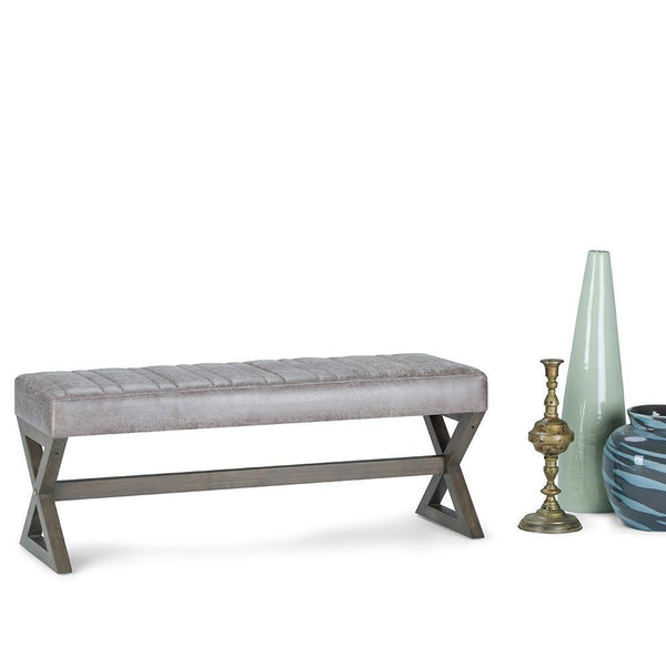 Distressed Grey Taupe Distressed Vegan Leather | Salinger Ottoman Bench