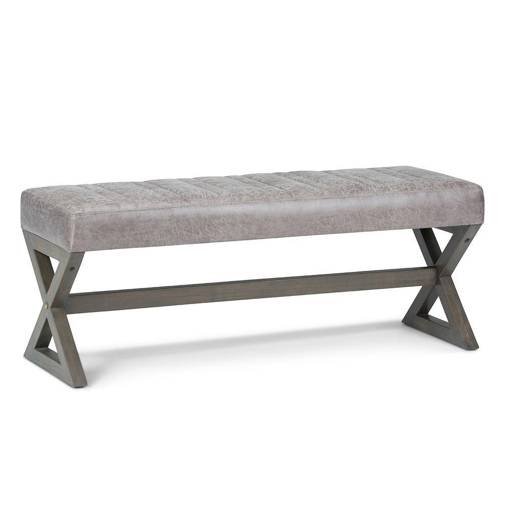 Distressed Grey Taupe Distressed Vegan Leather | Salinger Ottoman Bench