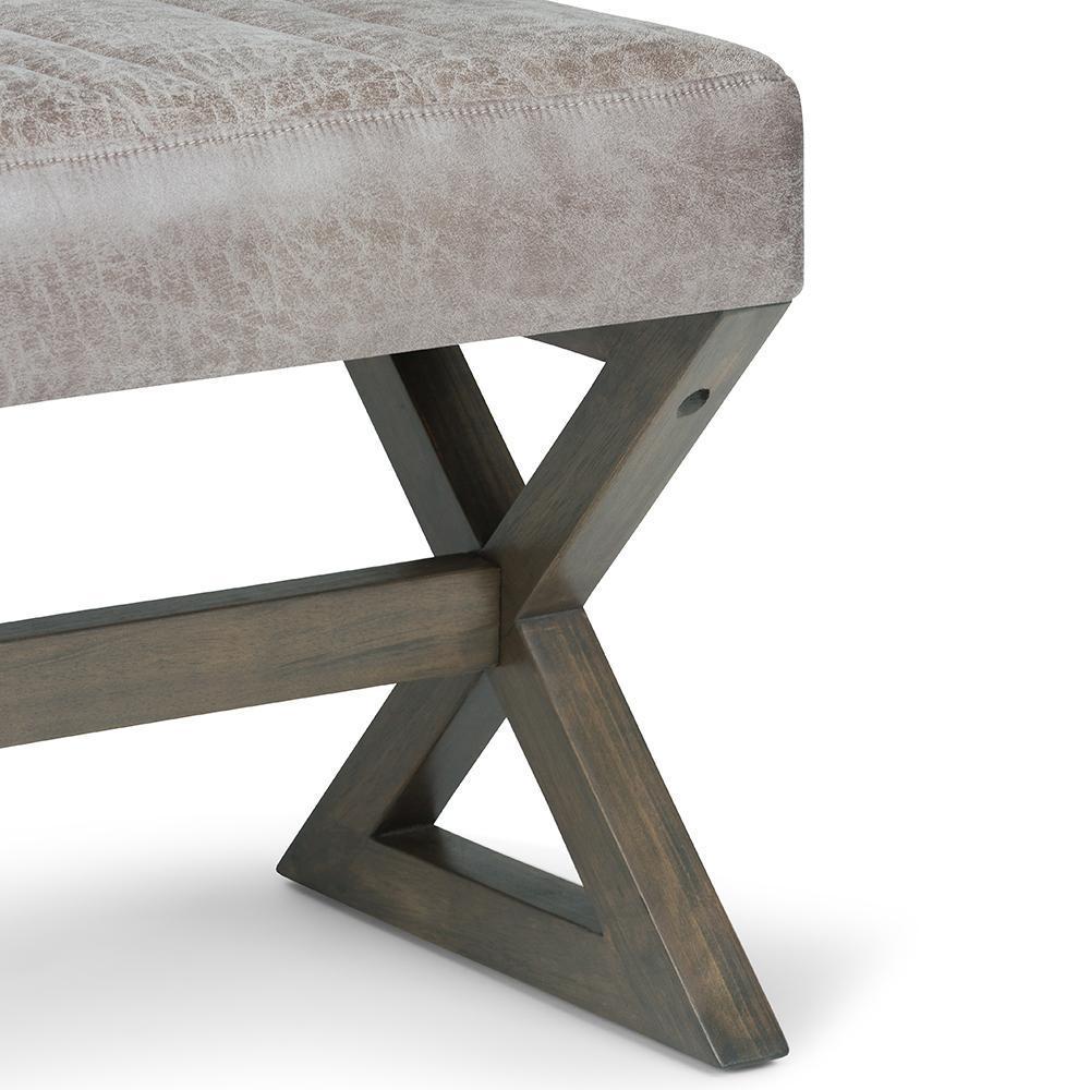 Distressed Grey Taupe Distressed Vegan Leather | Salinger Ottoman Bench