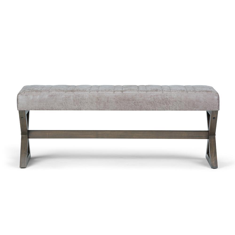 Distressed Grey Taupe Distressed Vegan Leather | Salinger Ottoman Bench