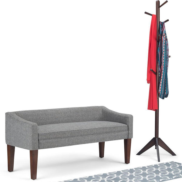 Pebble Grey Tweed Style Fabric | Parris Upholstered Bench