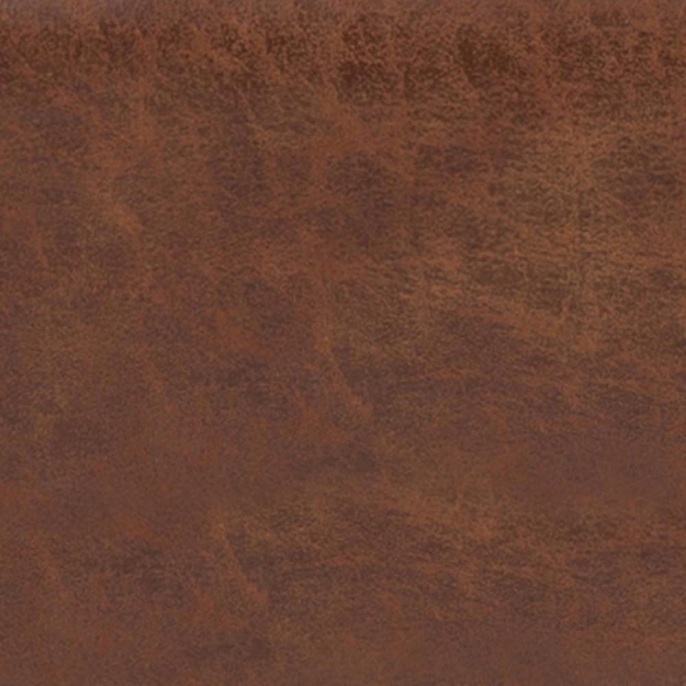 Distressed Saddle Brown Distressed Vegan Leather | Shay Mid Century Rectangular Storage Ottoman