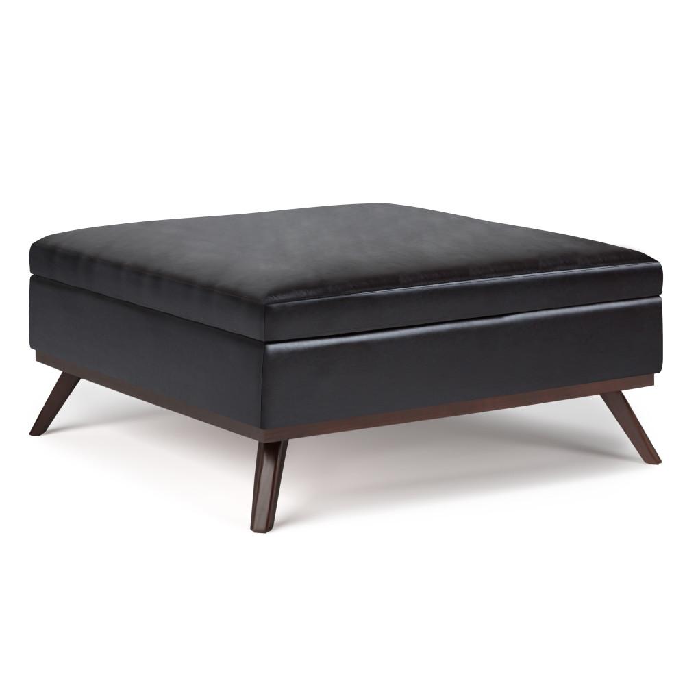 Tanners Brown Vegan Leather | Owen Coffee Table Ottoman with Storage