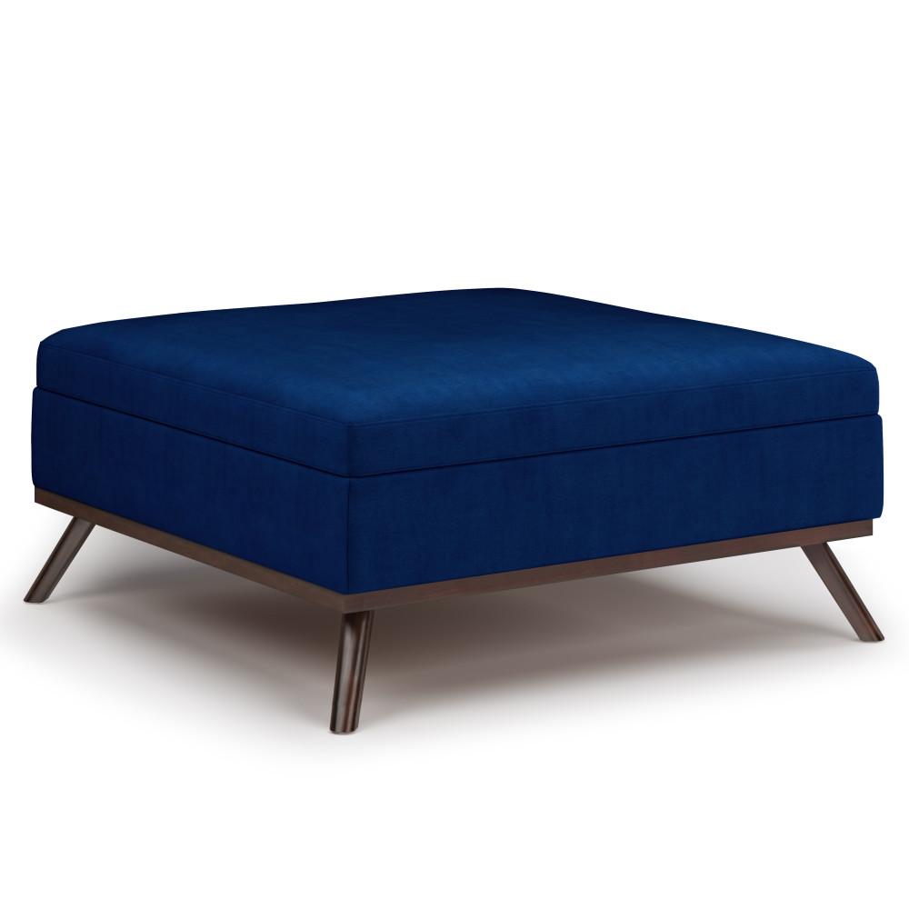 Blue Velvet Fabric | Owen Coffee Table Ottoman with Storage