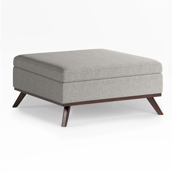 Cloud Grey Linen Style Fabric | Owen Coffee Table Ottoman with Storage