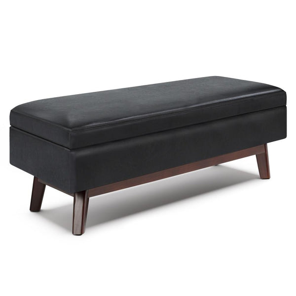 Midnight Black Vegan Leather | Owen Rectangular Storage Ottoman